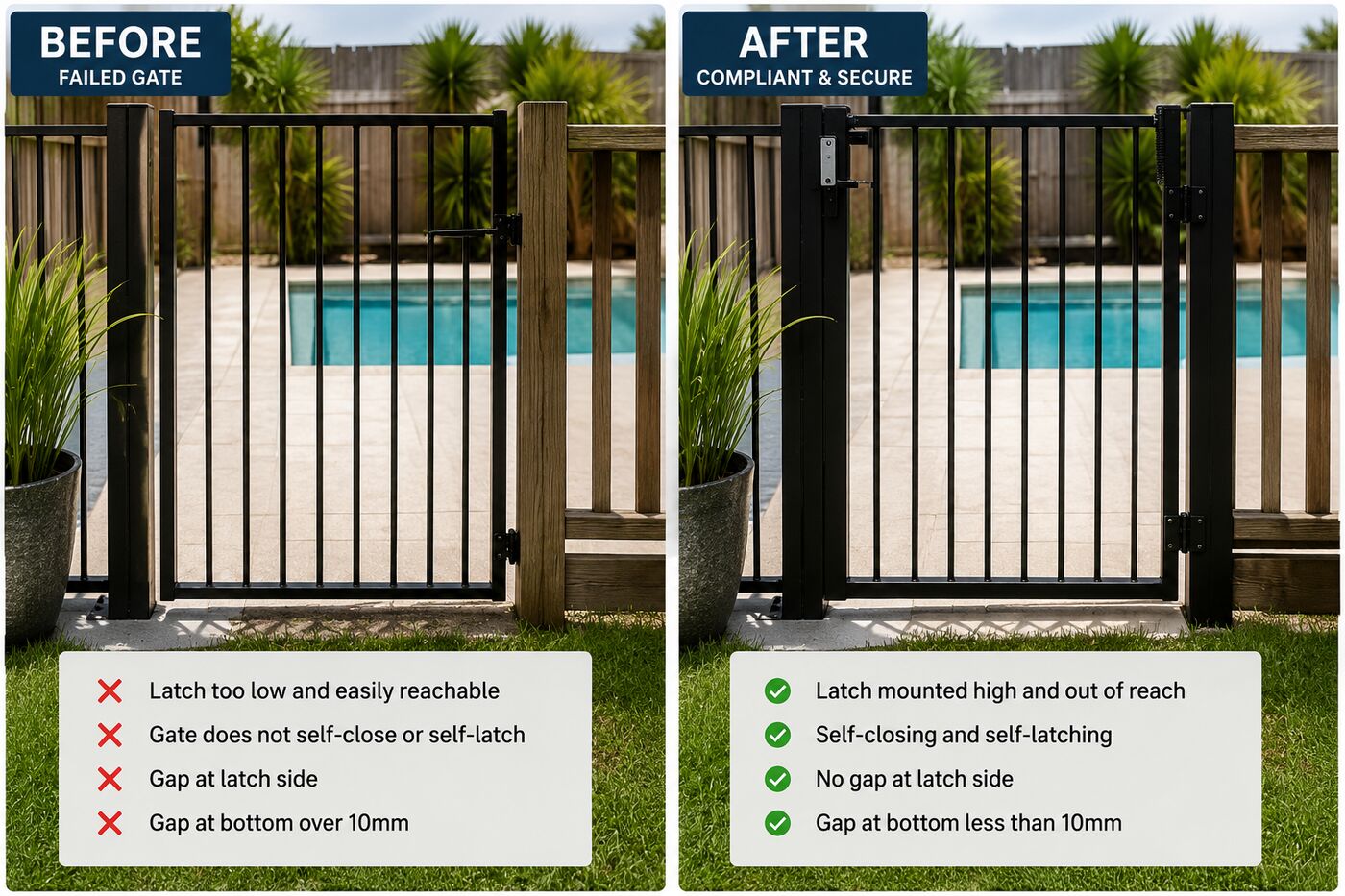 Before and after: a failed pool gate brought up to compliant and secure standard